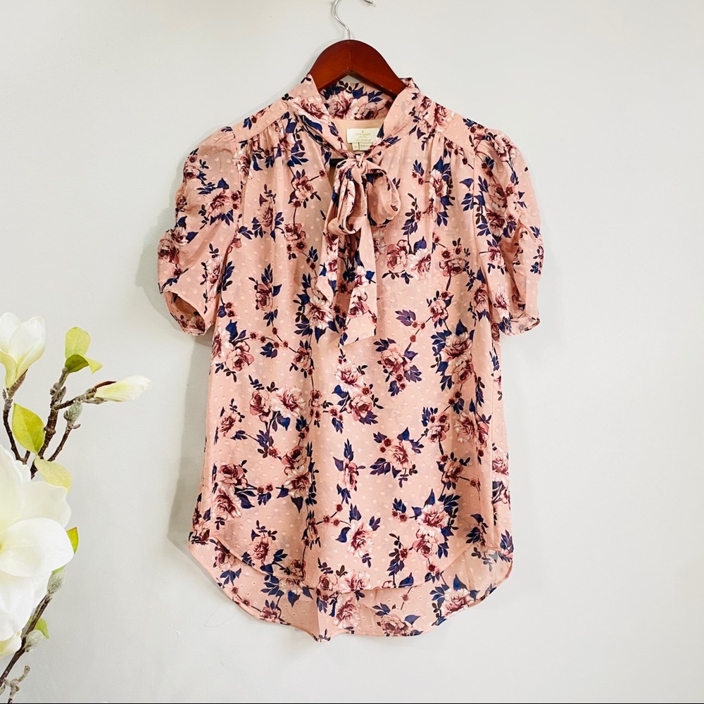 Kate Spade Prairie rose tie neck silk blouse - Picture 4 of 8